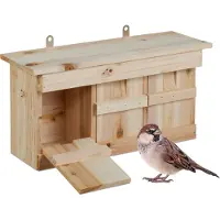 Relaxdays nestkast mussen - kleine vogels - opening: 3x2 cm - hangend - weerbestendig - hout