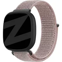 Bandz nylon loop band - geschikt voor Fitbit Versa 3 / Fitbit Sense - Hoogwaardig nylon materiaal smartwatch bandje - Nylon horlogeband met klittenbandsluiting - roze nylon bandje