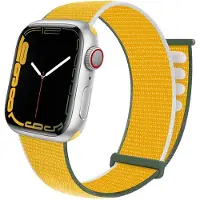 Strap-it Nylon Loop band - Geschikt voor Apple Watch bandje - Series 1/2/3/4/5/6/7/8/9/10/11/SE/SE2/SE3 - Geel - Nylon bandje met klittenband - Stof iWatch bandje voor maat: 38 / 40 / 41 / 42mm