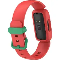 Strap-it Siliconen Smartwatch bandje - Geschikt voor Fitbit Ace 3 siliconen bandje - voor kids - rood/groen - Horlogeband / Polsband / Armband