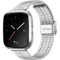 Strap-it Stalen Smartwatch bandje - Geschikt voor Fitbit Versa / Versa 2 roestvrij stalen bandje - zilver - Horlogeband / Polsband / Armband