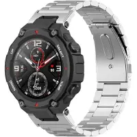 Strap-it Stalen Smartwatch bandje - Geschikt voor Amazfit T-Rex - Pro stalen band - zilver - Horlogeband / Polsband / Armband