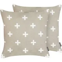 Beliani VELLEIA - Sierkussen set van 2 - Taupe - 45 x 45 cm - Katoen