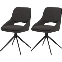 Mendler Set van 2 eetkamerstoelen -N73, keukenstoel, draaibaar met Auto-Return, stof/textiel bouclé (540 g/m²) Oeko-Tex ~ donkergrijs