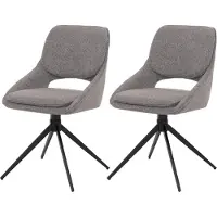 Mendler Set van 2 eetkamerstoelen -N73, keukenstoel, draaibaar met Auto-Return, stof/textiel bouclé (540 g/m²) Oeko-Tex ~ grijs