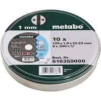 Metabo 10 Stuks 125 x 1 mm. Doorslijpschijf voor RVS geleverd in Opbergblik
