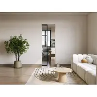 Vente-unique Schuifdeur met schuifsysteem van aluminium en gehard glas - H205 x B83 cm - WILDEN II