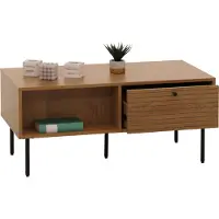 Mendler Salontafel -N78, woonkamer tafel bank tafel, Scandinavische stijl metaal hout melamine MVG 45x100x50cm ~ natuur