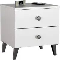 Akord Nachtkastje MOBI met 2 Lades / Furniture Factory / Wit met Zwarte Handgrepen / 40 x 43 x 37 cm