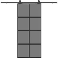 vidaXL Schuifdeur met beslag, zwart, 90x205 cm, veiligheidsglas