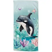 Good Morning Kinder Strandlaken Velours Splash 75x150cm - mint