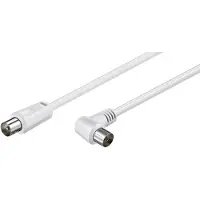 Brodit IEC (m) recht - IEC (v) haaks coaxkabel - wit - 1,5 meter