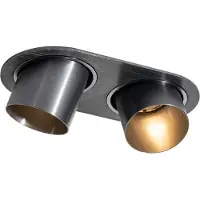 QAZQA Afgeronde inbouwspot gunmetal GU10 50mm 2-lichts - Installa