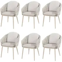 4SO Eva dining tuinstoel latte rope set van 6