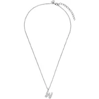 New Bling - 9NB-1455-W - zilveren ketting met letter W - zirkonia steentjes - 925 sterling silver - rhodium plated
