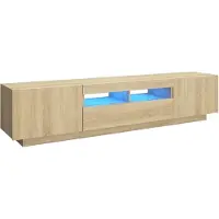 vidaXL Tv-meubel met LED 180x35x40 cm eiken Tv-meubel - Houten Tv-meubel - Led Tv-meubel - Sonoma Eiken Meubilair - Salontafel