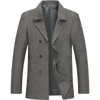 Allthemen Heren Wollen Dikke Coat - Slim Fit Overgangsjas - XXL