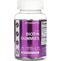 Vitamatic , Vegan Biotine Gummies, Natuurlijke Framboos, 10,000 mcg, 60 Gummies (5,000 mcg per Gummy)