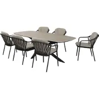 4SO Manitoba Prado dining tuinset 240x105xH75 cm 7 delig antraciet met keramisch deens ovaal blad