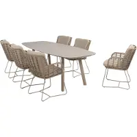 4 Seasons Outdoor Manolo Fabrice dining tuinset 7 delig 240x103xH75 cm keramiek latte