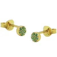 Karma Oorbellen Zirconia Emerald Green Disc | Goud