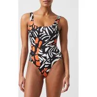French Connection Recycled Afara Print Swimsuit Black Maat: XS | Badpakken Outlet | Dames | Zwart
