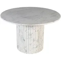 Ptmd Neelim White Marble Dining Table Ribbed Base Round (Wit, 122x122x76 diameter: 122cm)