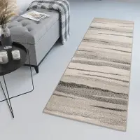 Tapiso Sari Tapijt Loper Beige Grijs Woonkamer Gang Vloerkleed Maat- 100x1000