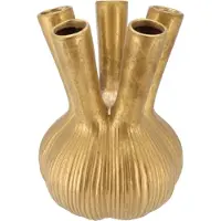 DK Design Aglio straight - Goud - Vaas - Toetervaas - Bloemenvaas - Tulpenvaas goud - Gouden Vaas - 13x13x17cm - Moderne vaas -