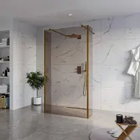 FortiFura Galeria Vrijstaande Inloopdouche - 110x200cm - Rookglas - antikalk - 8mm veiligheidsglas - 2 zijwanden 40cm - wandsteunen en hoekprofielen - Geborsteld koper PVD (Koper) SW927772