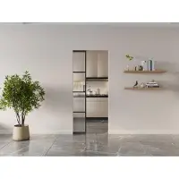 Vente-unique Schuifdeur met klamplaagsysteem - aluminium en gehard matglas - H205 x L63 cm - SINCA II