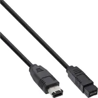 InLine FireWire 400-800 kabel met 6-pins - 9-pins connectoren / zwart - 3 meter