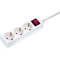 As Schwabe as-Schwabe stekkerdoos met 3 stopcontacten, schakelaar, 230V, 16A, 5 meter, meerwegstekkerdoos, IP20