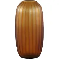 Ptmd Lavanya Brown Carved Glass Round Vase Ribbed High (Bruin, 15.5x30.5x15.5cm)
