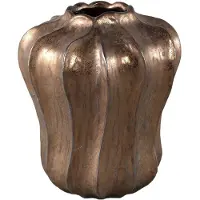 Ptmd Hamish Bronze Ceramic Round Wavy Shaped Vase S