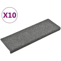 vidaXL Trapmatten zelfklevend 10 stuks 65x21x4 cm lichtgrijs met rechthoekige rand