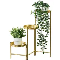 En.casa Bloempot op standaard Kallo metaal 60x60x18 cm messing