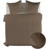 Yellow Suites Dekbedovertrek Percale-Katoen - Taupe 240 x 200/220 cm