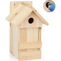 Relaxdays nestkast hout - pimpelmees - hangend - onbehandeld - opening Ø 2,8 cm