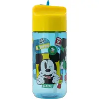 Stor Disney's Mickey Mouse Tritan Drinkfles - 430 ml – Vaatwasserbestendig & BPA-vrij - Drinkfles voor kinderen – Transparant blauw/Geel