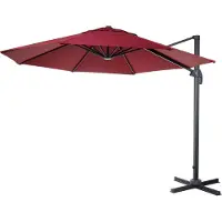 Mendler Zweefparasol -A96, parasol, rond Ø 4m polyester/aluminium 27kg ~ bordeaux zonder voet, draaibaar