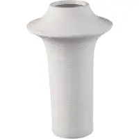 Ptmd Rinder White Matt Ceramic Wide Ring Vase High L