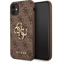 GUESS Backcase hoesje - - geschikt voor iPhone 11/XR Effen Bruin - Kunstleer