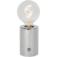 Lucide VIVO - Oplaadbare Tafellamp - Accu/Batterij - Ø 8 cm - LED Dimbaar - E27 - 1x1W 2700K - Chroom