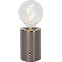 Lucide VIVO - Oplaadbare Tafellamp - Accu/Batterij - Ø 8 cm - LED Dimb. - E27 - 1x1W 2700K - Mat zwart chroom