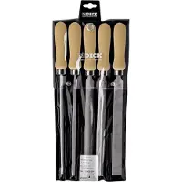 Dick 13142020H Set werkplaatsvijlen 5-delig met houten handgreep Slaglengte 200 mm 1 set(s)