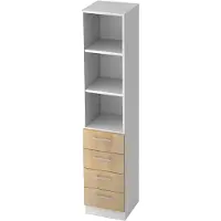 Hjh OFFICE PRO SIGNA G 7600 RE - Hoogte van de map | 5 OH Wit/Eiken Kast met 4 lades Rail handvat (kunststof)