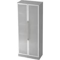 Hjh OFFICE PRO SIGNA G 7100G RE - Grijs/Zilver Hoogte van de map | 5 OH Kast met matglazen deuren Rail handvat (kunststof)