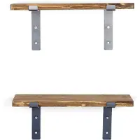 Hannah Home Wandplank Elora | Hannah Home hout zwart 40x16x14 cm wandplanken en -haken | NADUVI