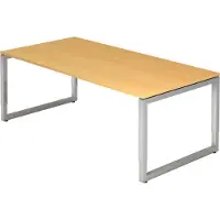 Hjh OFFICE PRO REGO 2E S - 200 x 100 Beuken/Zilver Tafelhoogte I In hoogte verstelbaar